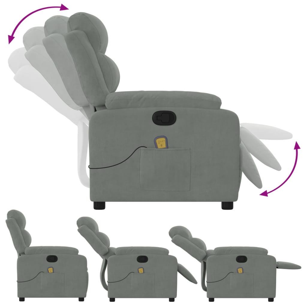 Massagestoel lichtgrijs fluweel is nu te koop bij PeponiXL, paradijselijk wonen!
