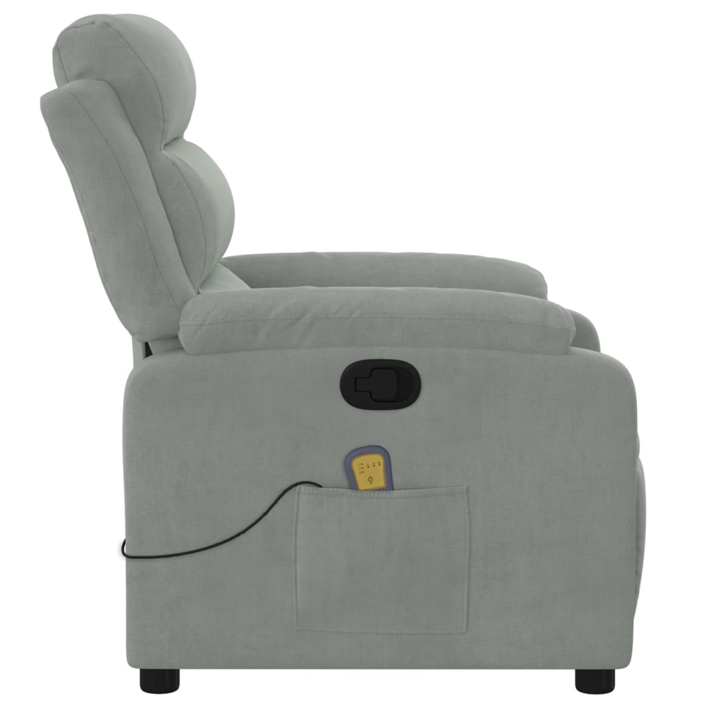 Massagestoel lichtgrijs fluweel is nu te koop bij PeponiXL, paradijselijk wonen!