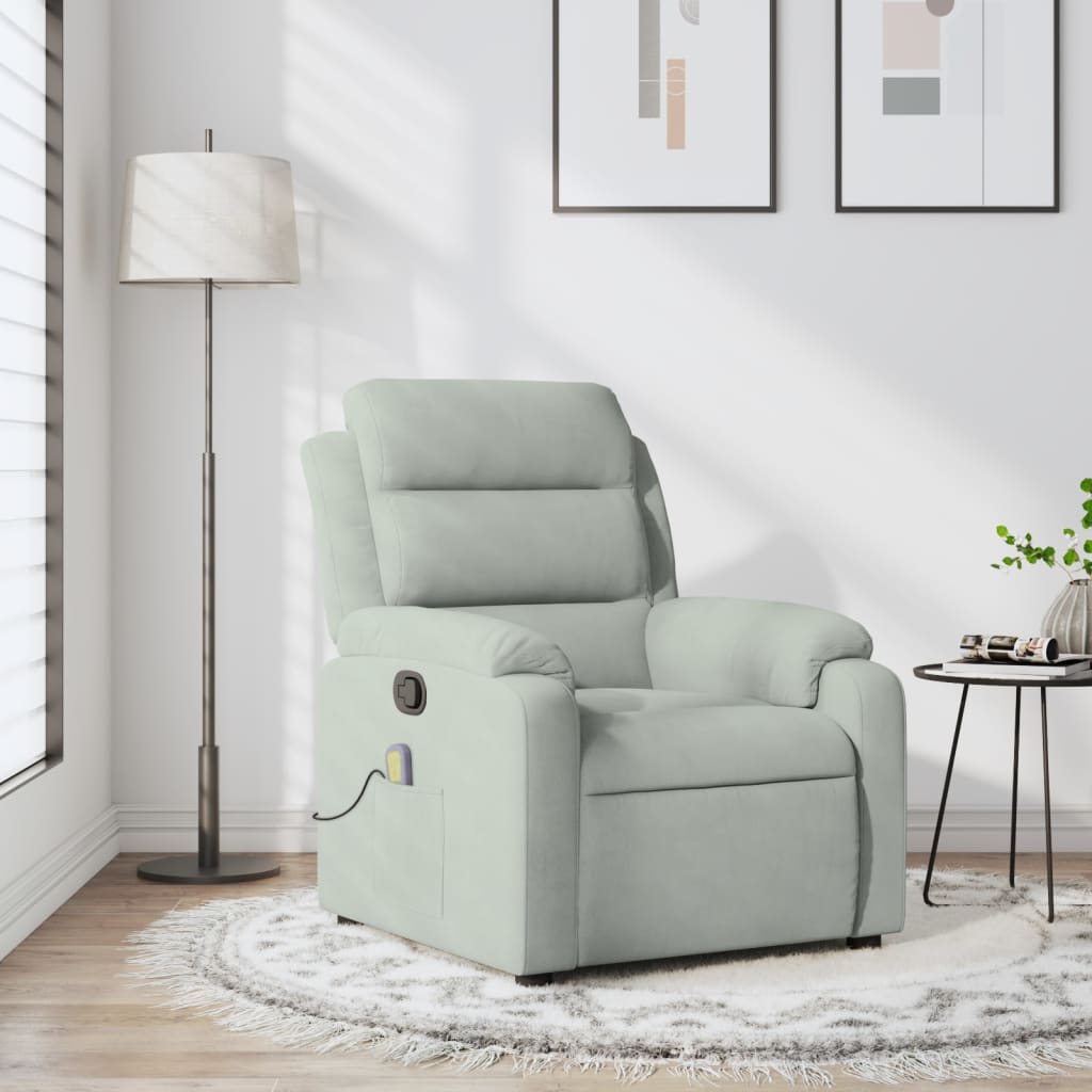 Massagestoel lichtgrijs fluweel is nu te koop bij PeponiXL, paradijselijk wonen!