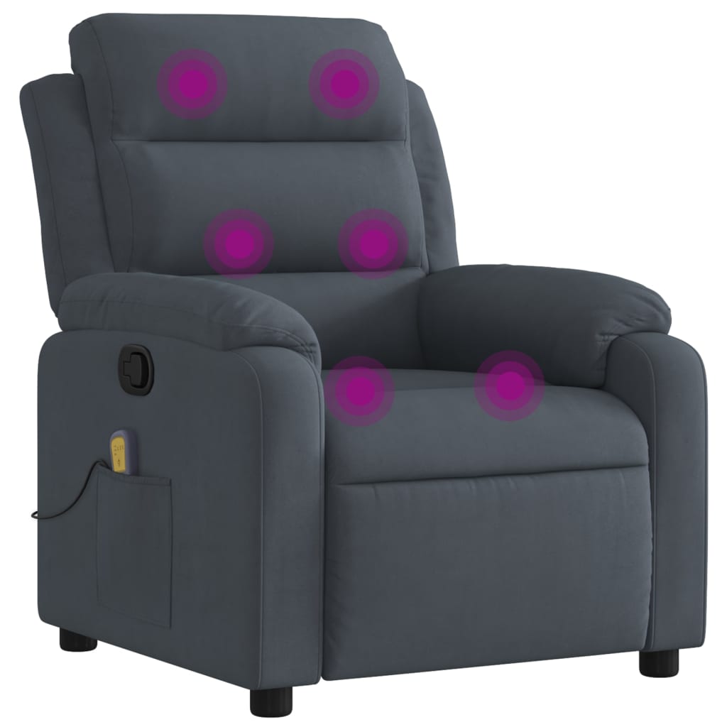 Massagestoel in donkergrijs fluweel is nu te koop bij PeponiXL, paradijselijk wonen!
