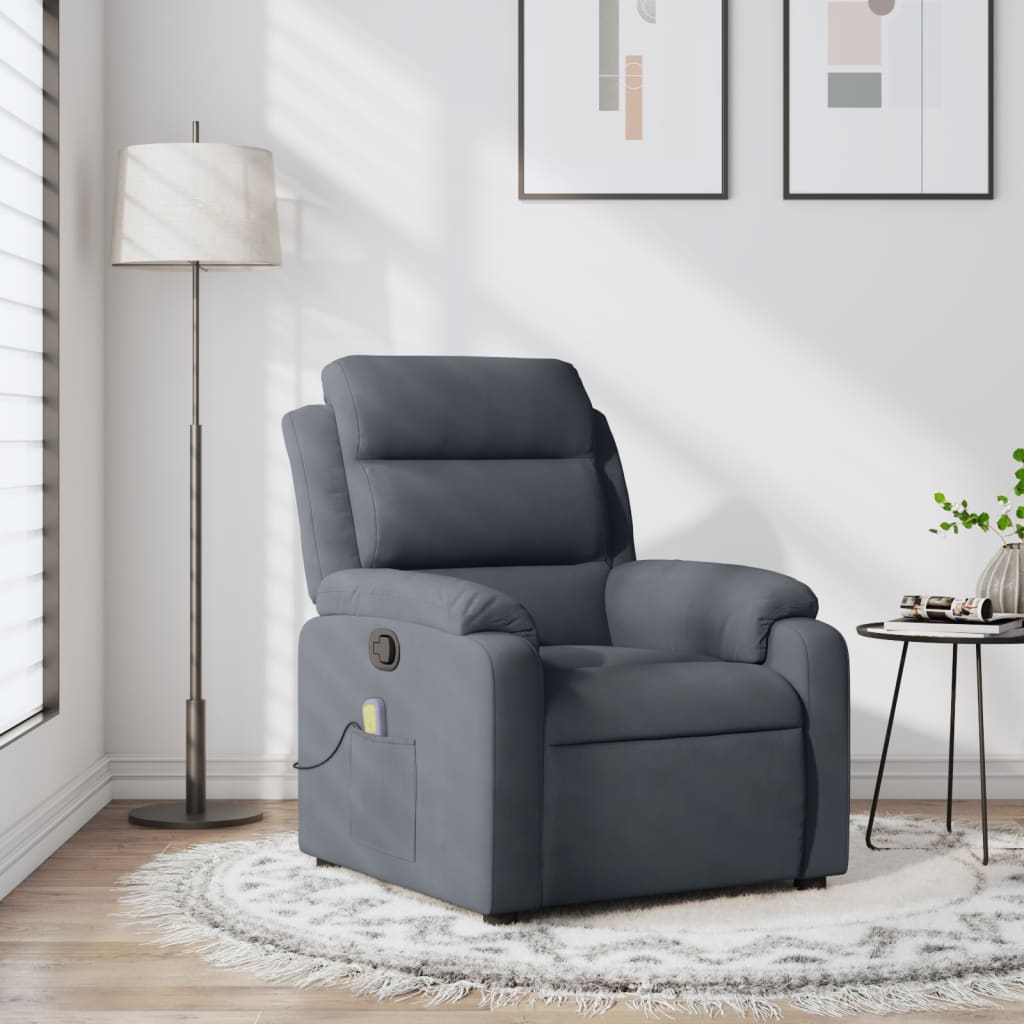 Massagestoel in donkergrijs fluweel is nu te koop bij PeponiXL, paradijselijk wonen!