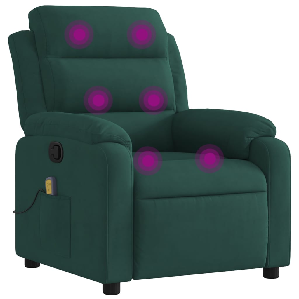 Massagestoel in donkergroen fluweel is nu te koop bij PeponiXL, paradijselijk wonen!