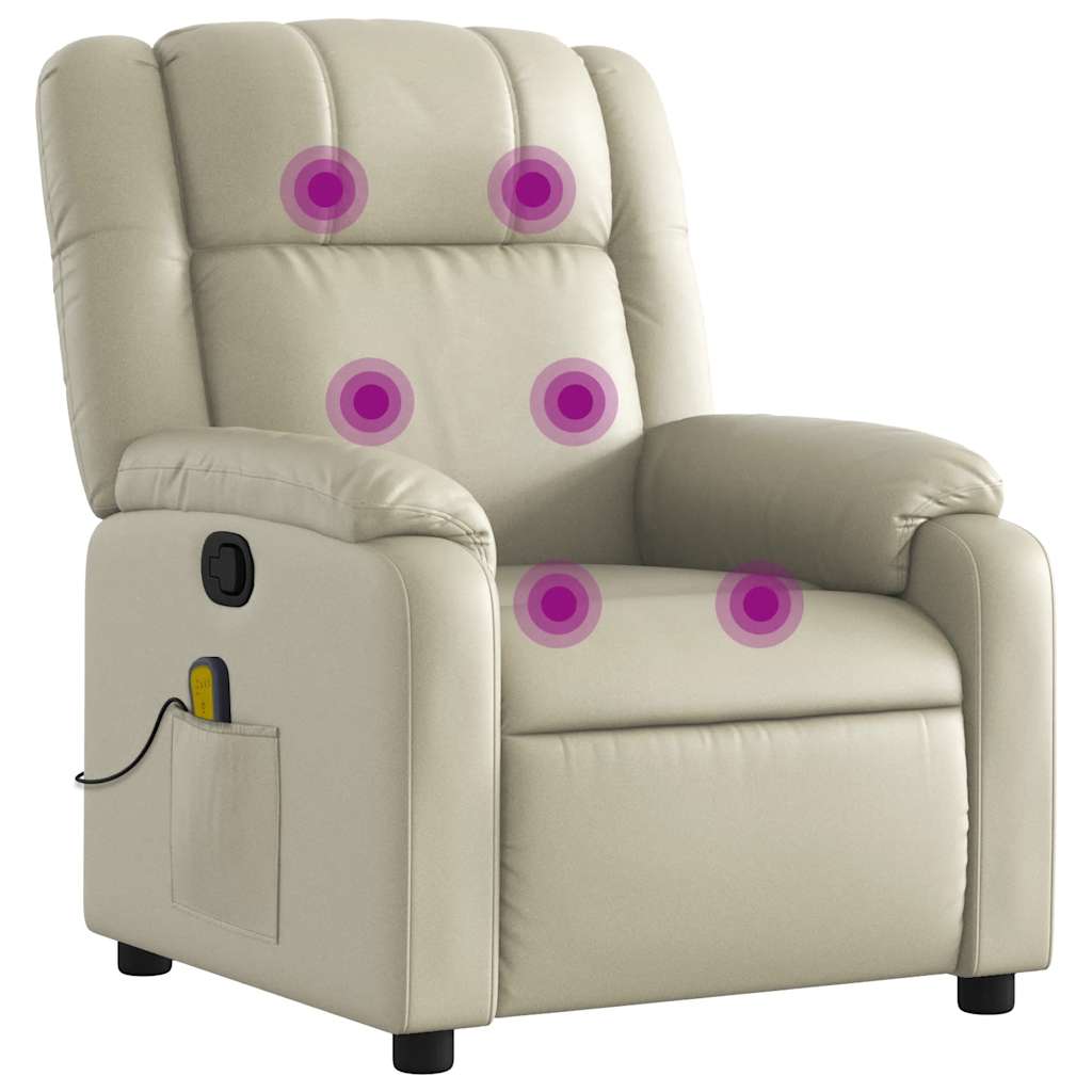 Massagestoel van kunstleer in crèmekleur is nu te koop bij PeponiXL, paradijselijk wonen!