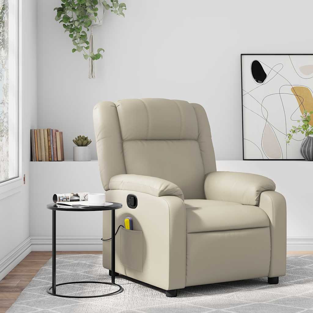Massagestoel van kunstleer in crèmekleur is nu te koop bij PeponiXL, paradijselijk wonen!