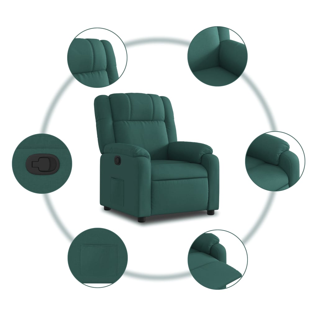 Relaxfauteuil donkergroene stof is nu te koop bij PeponiXL, paradijselijk wonen!