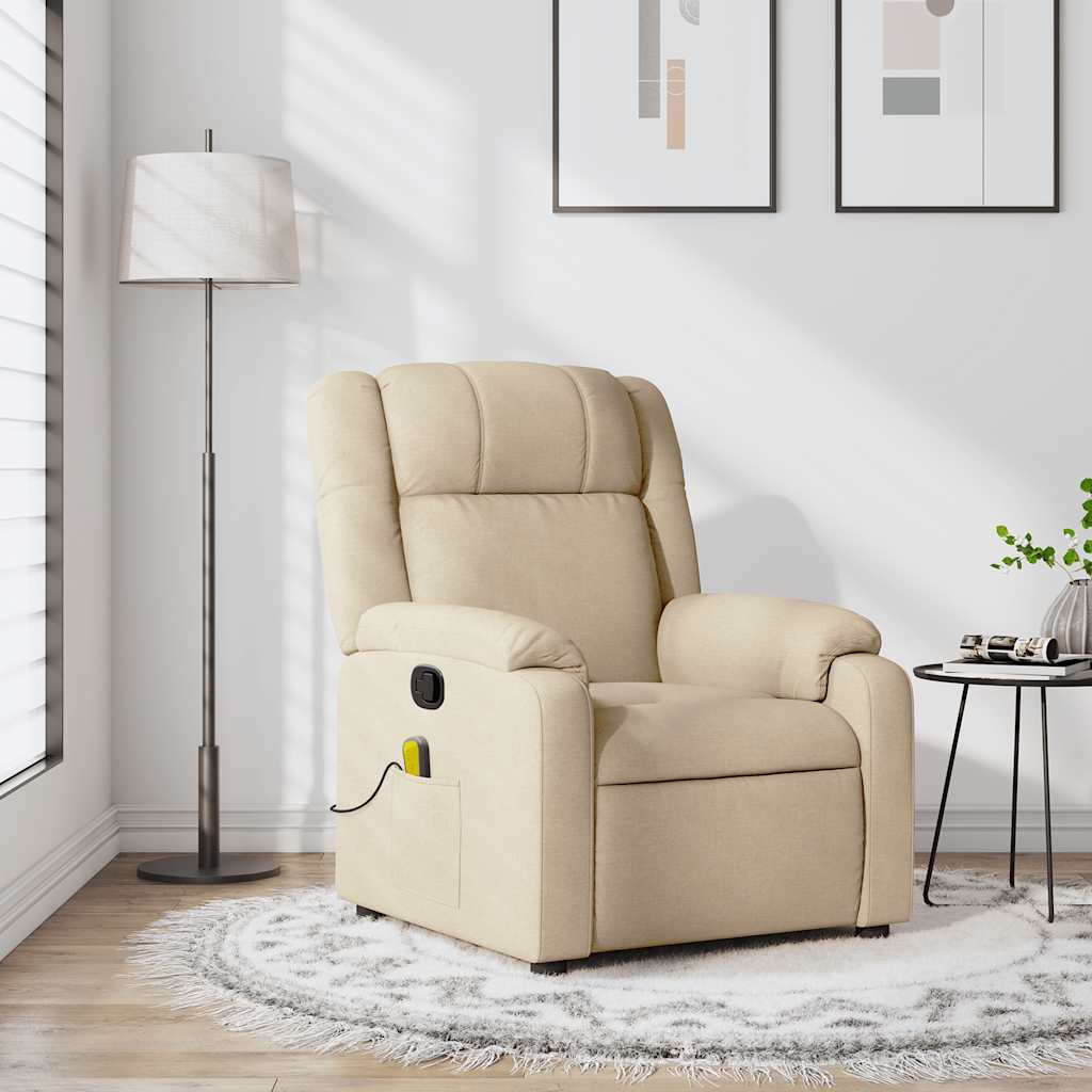 Massagestoel met crèmekleurige stof is nu te koop bij PeponiXL, paradijselijk wonen!