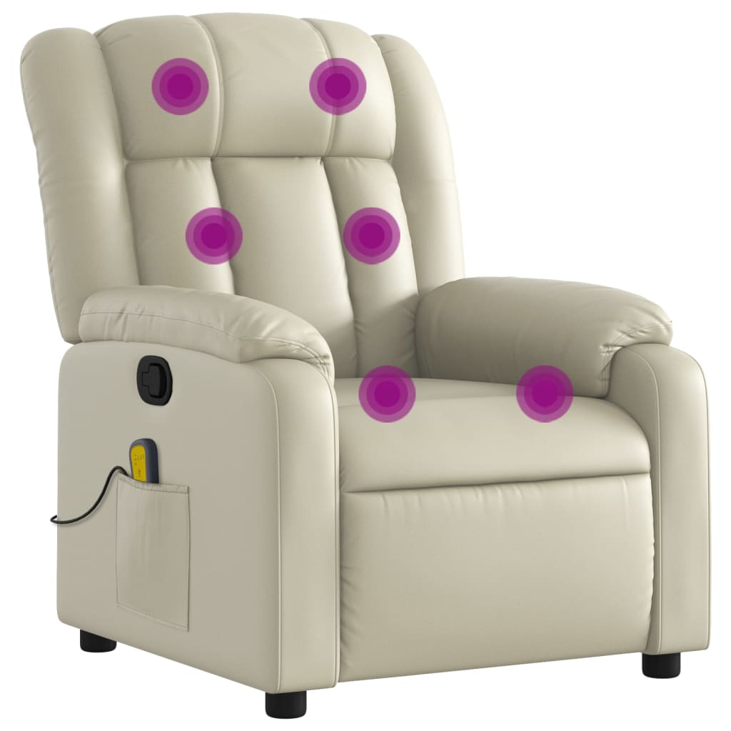 Massagestoel van kunstleer in crèmekleur is nu te koop bij PeponiXL, paradijselijk wonen!
