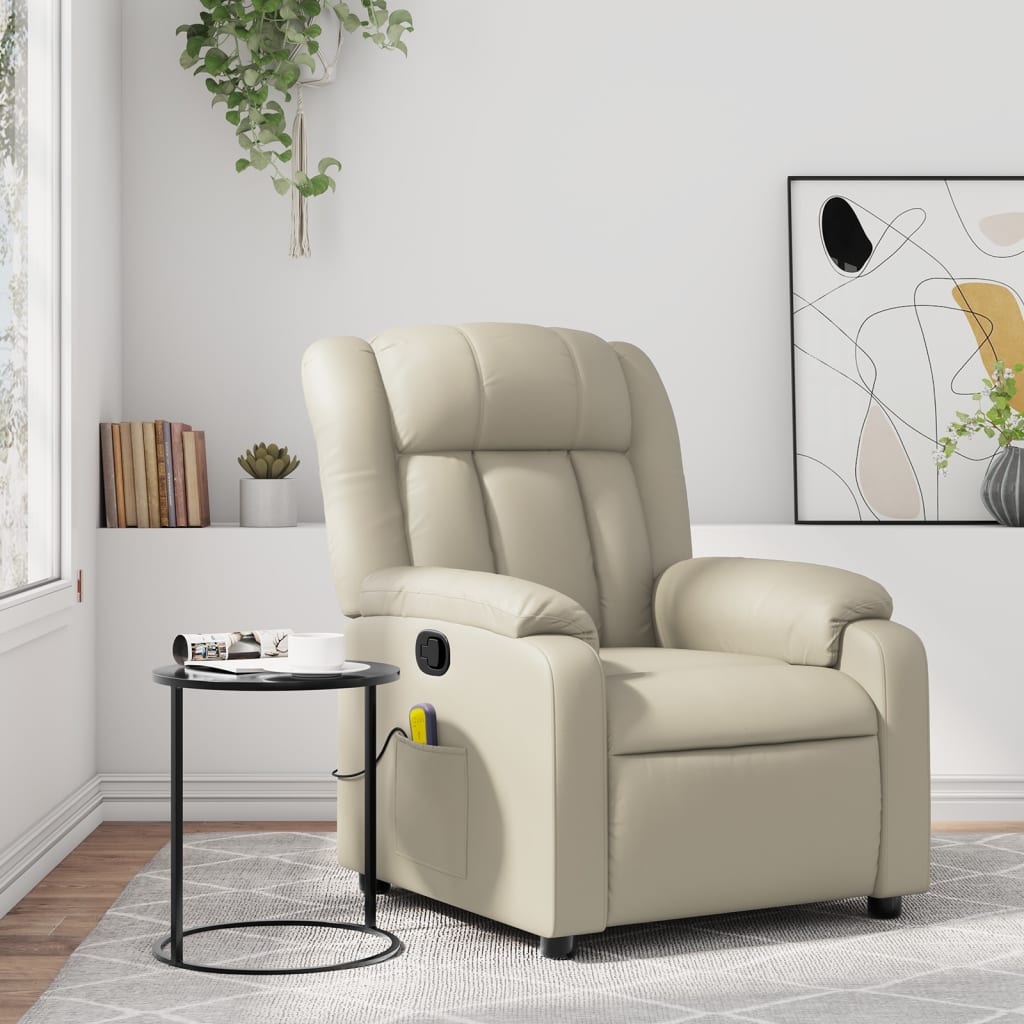 Massagestoel van kunstleer in crèmekleur is nu te koop bij PeponiXL, paradijselijk wonen!