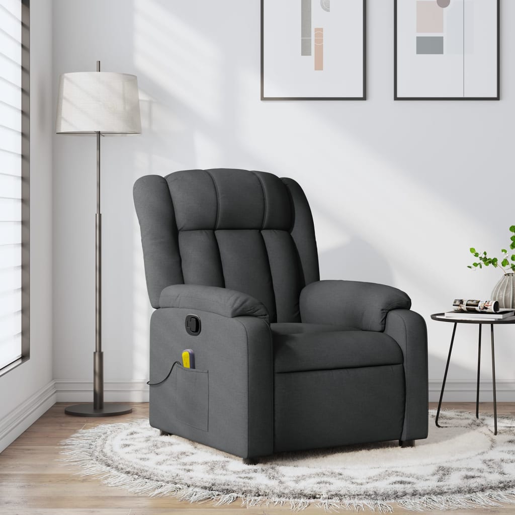 Massagestoel in donkergrijze stof is nu te koop bij PeponiXL, paradijselijk wonen!