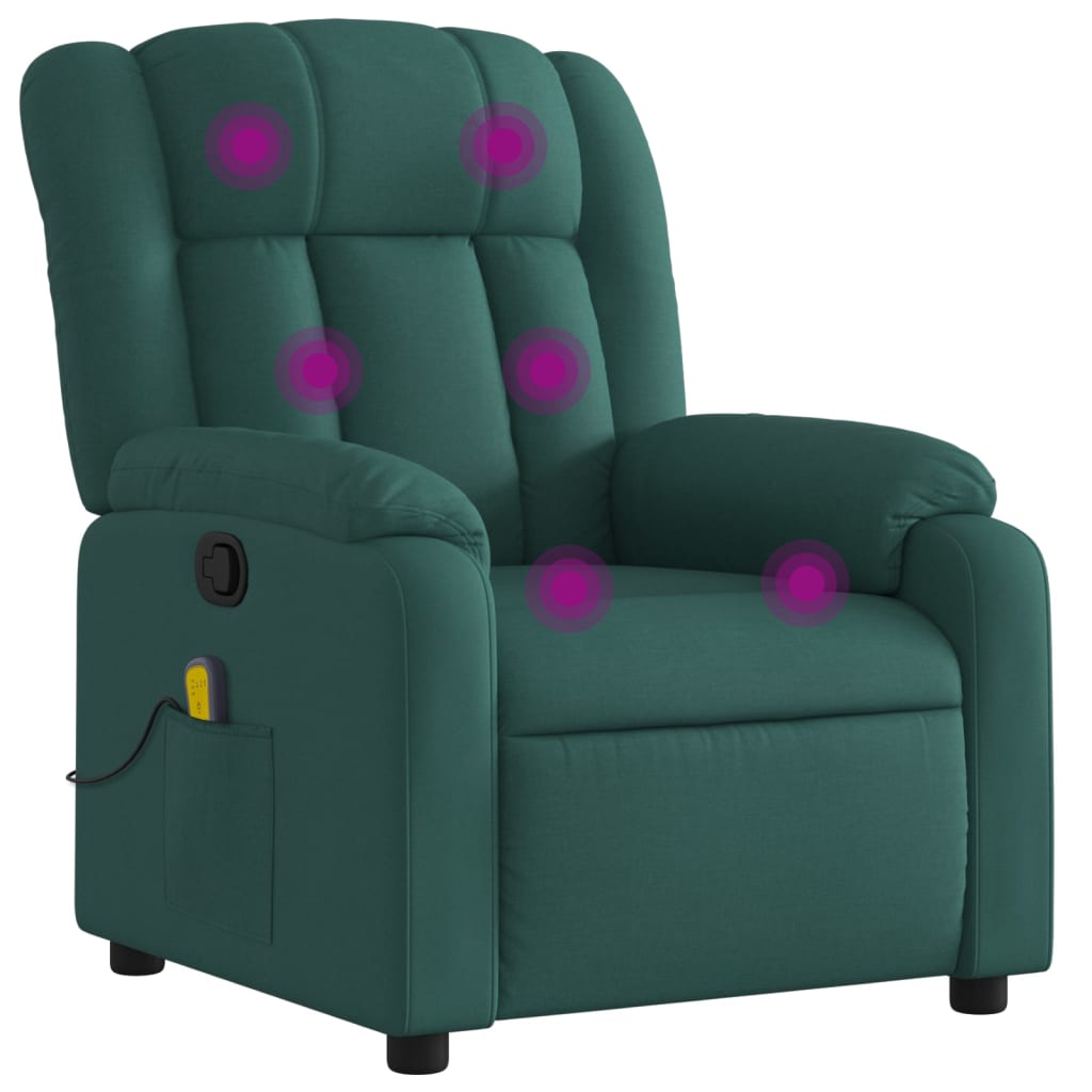 Massagestoel met donkergroene stof is nu te koop bij PeponiXL, paradijselijk wonen!