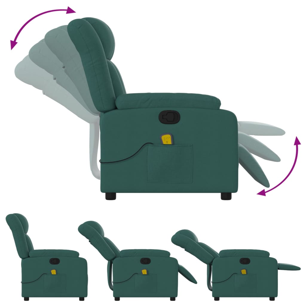 Massagestoel met donkergroene stof is nu te koop bij PeponiXL, paradijselijk wonen!