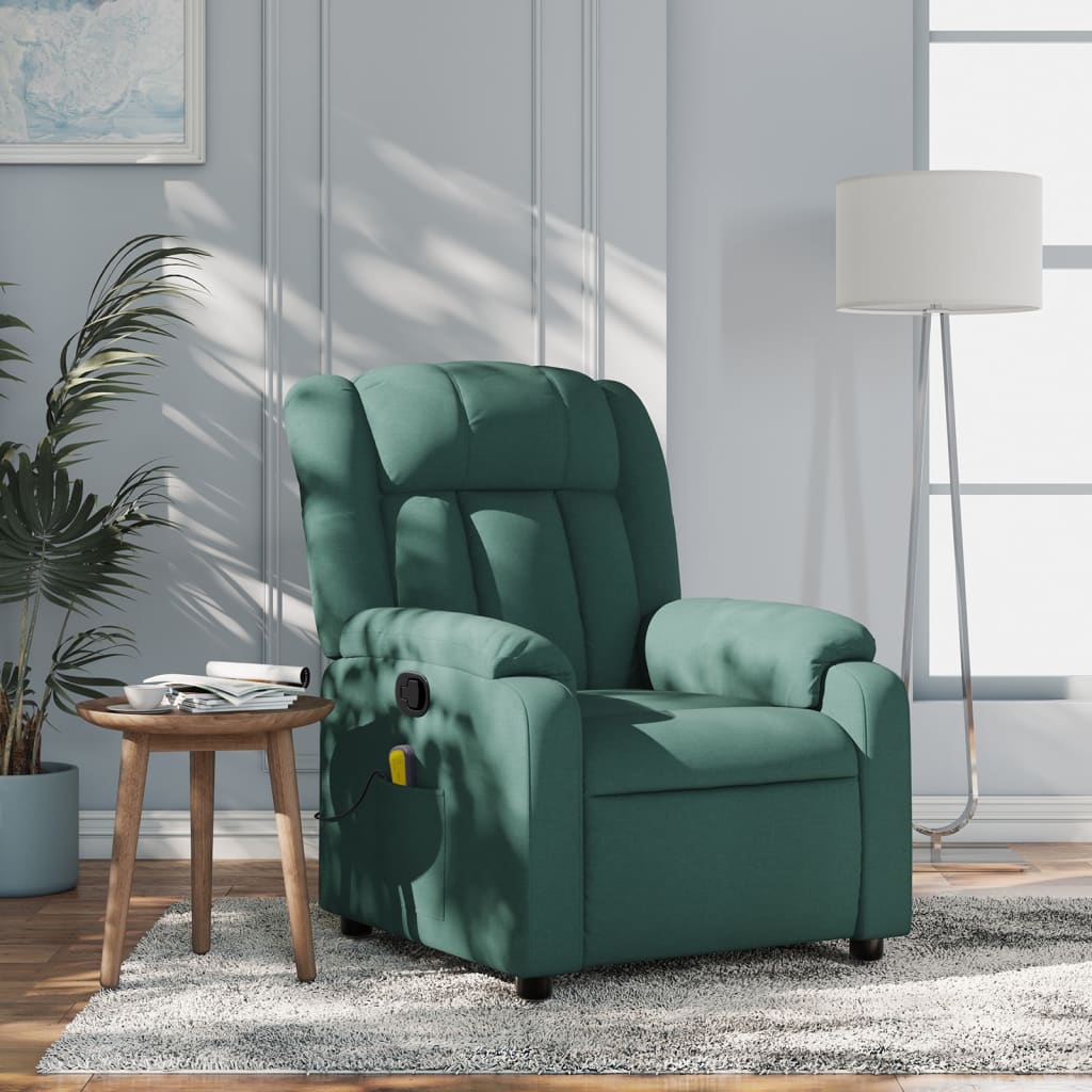 Massagestoel met donkergroene stof is nu te koop bij PeponiXL, paradijselijk wonen!