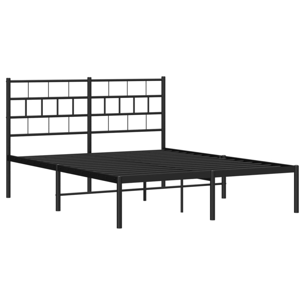 Bedframe met hoofdbord metaal zwart 120x200 cm is nu te koop bij PeponiXL, paradijselijk wonen!