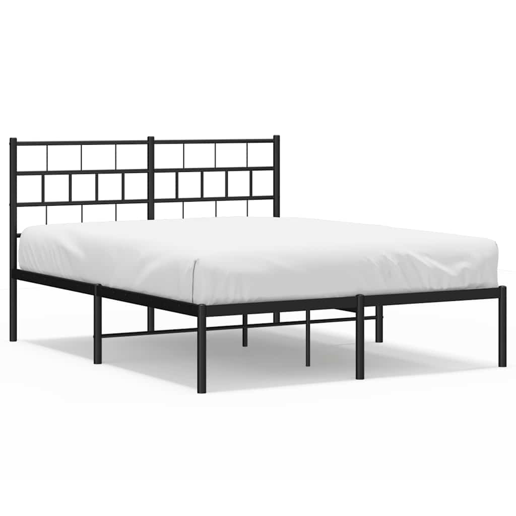 Bedframe met hoofdbord metaal zwart 150x200 cm is nu te koop bij PeponiXL, paradijselijk wonen!