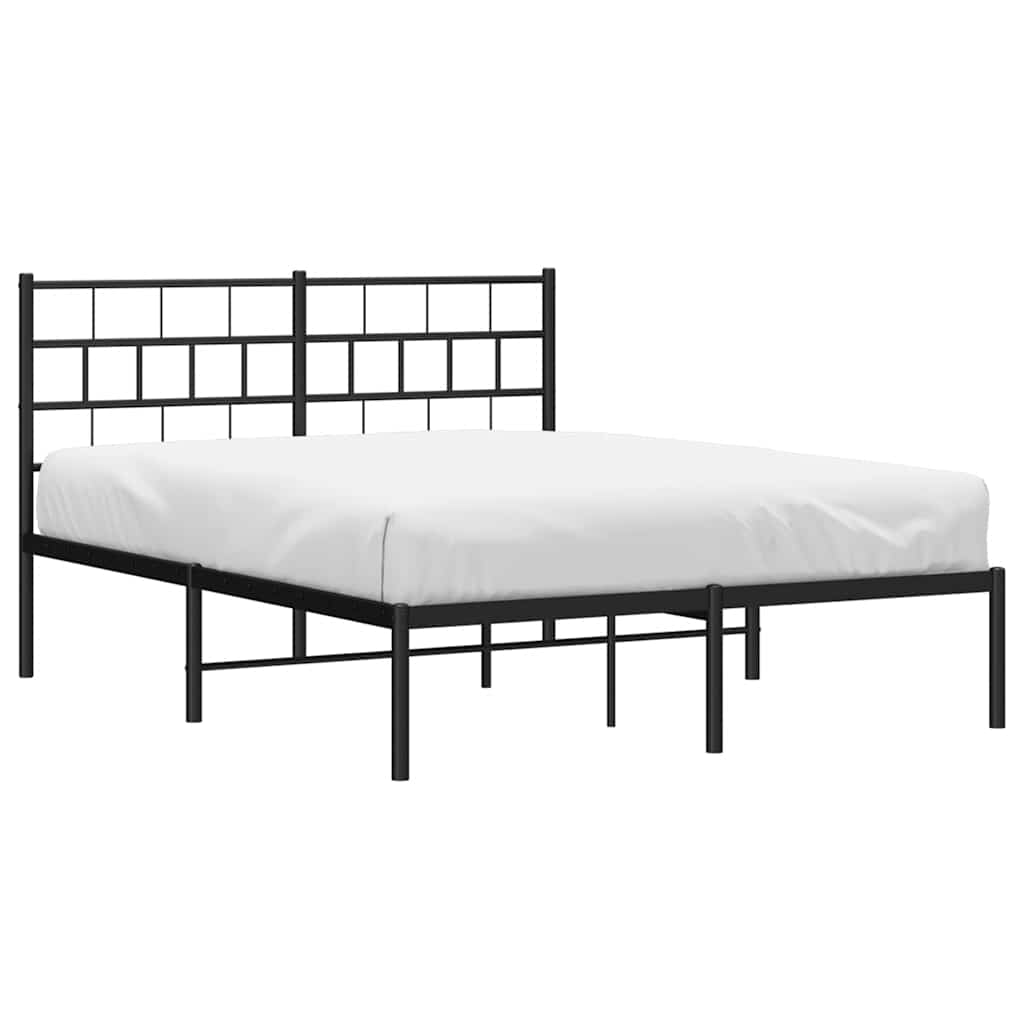 Bedframe met hoofdbord metaal zwart 150x200 cm is nu te koop bij PeponiXL, paradijselijk wonen!