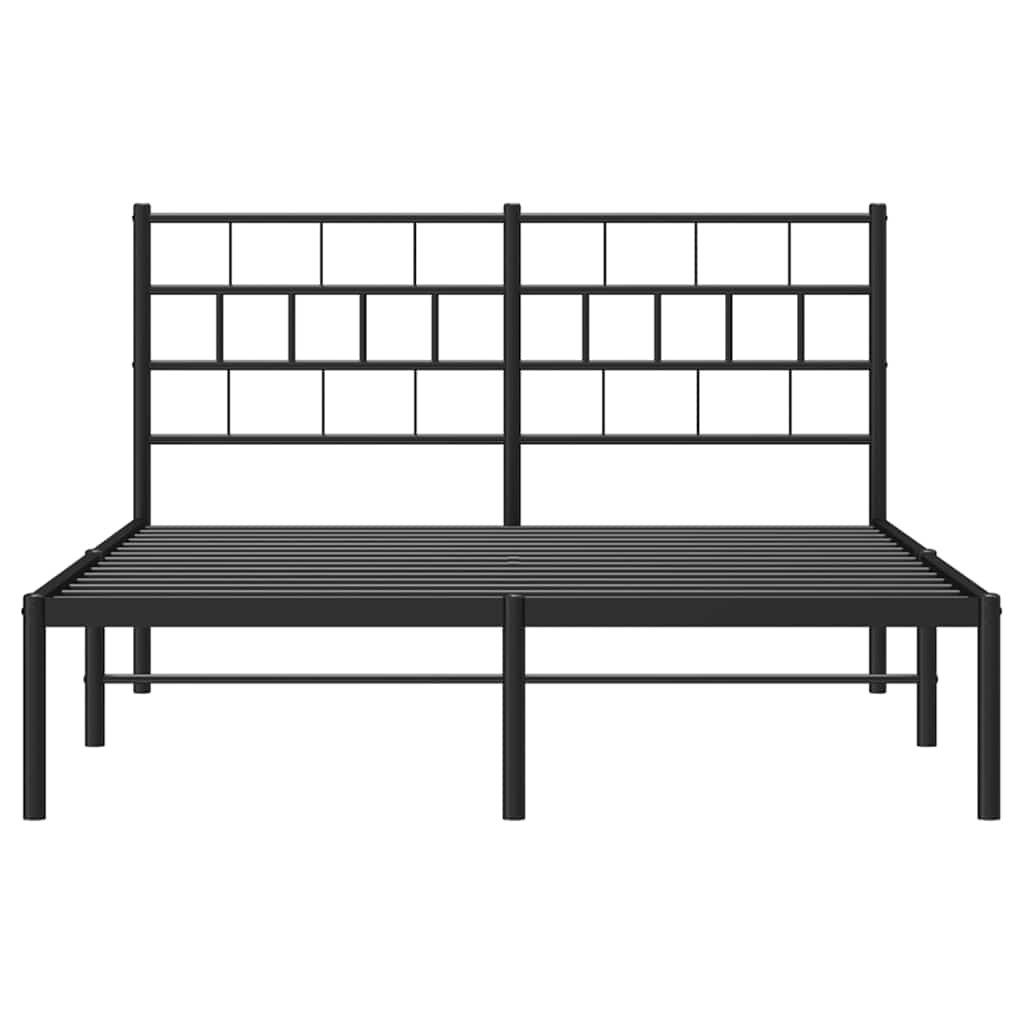 Bedframe met hoofdbord metaal zwart 150x200 cm is nu te koop bij PeponiXL, paradijselijk wonen!