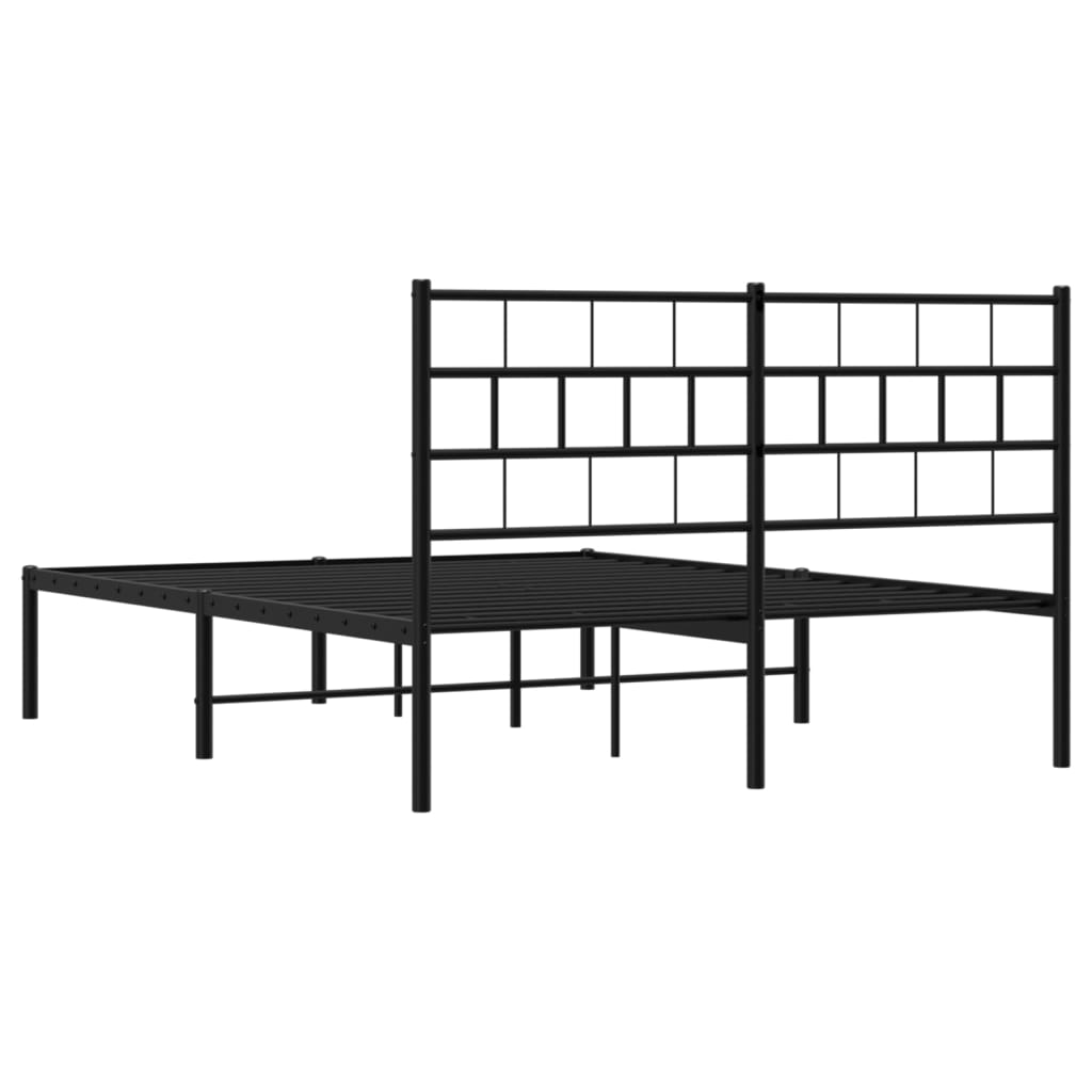 Bedframe met hoofdbord metaal zwart 160x200 cm is nu te koop bij PeponiXL, paradijselijk wonen!