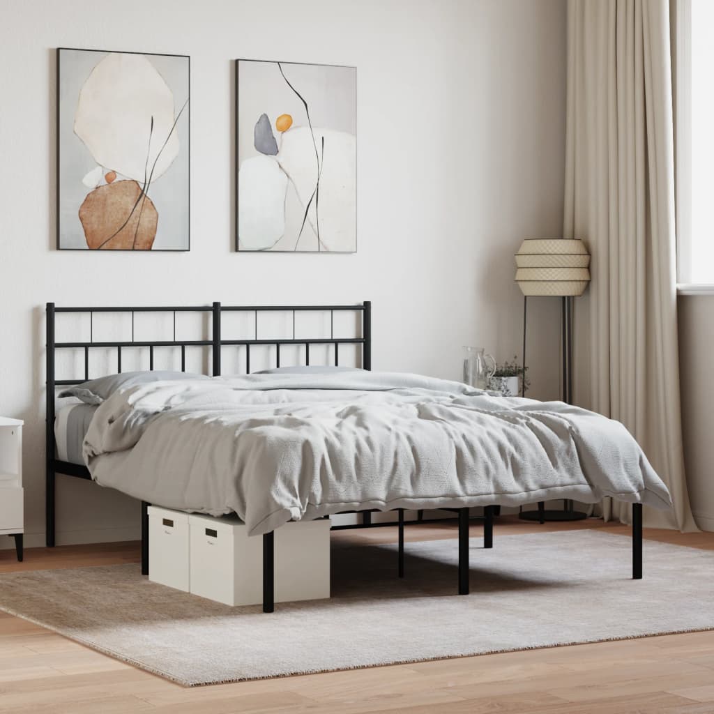 Bedframe met hoofdbord metaal zwart 160x200 cm is nu te koop bij PeponiXL, paradijselijk wonen!