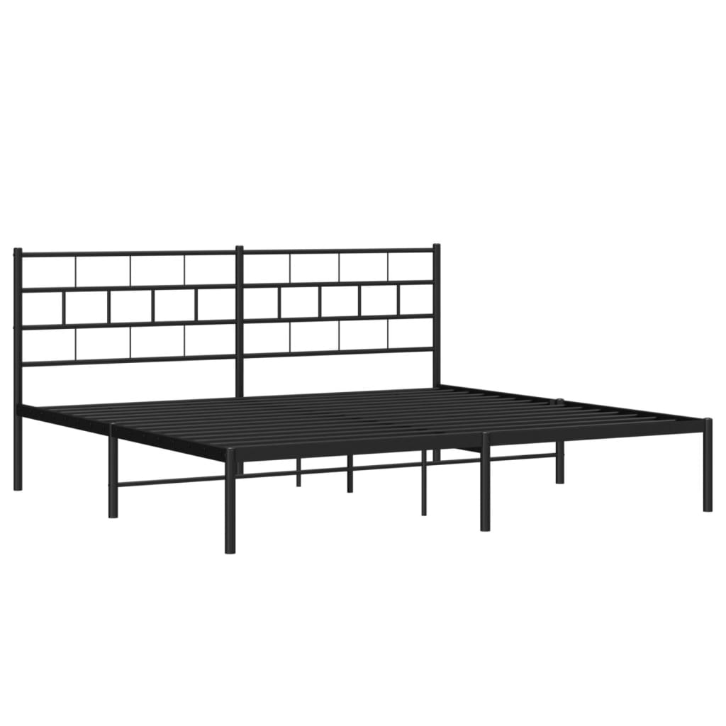 Bedframe met hoofdbord metaal zwart 180x200 cm is nu te koop bij PeponiXL, paradijselijk wonen!