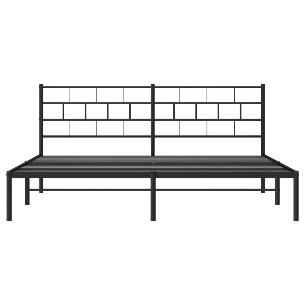 Bedframe met hoofdbord metaal zwart 180x200 cm is nu te koop bij PeponiXL, paradijselijk wonen!