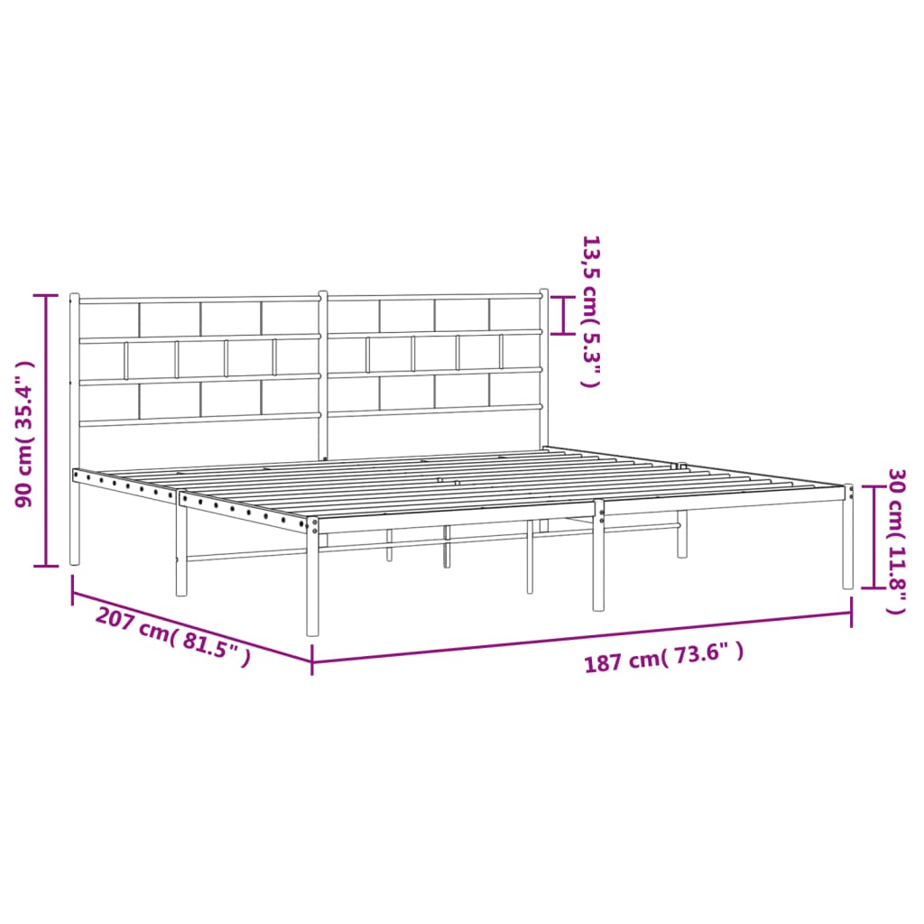Bedframe met hoofdbord metaal zwart 180x200 cm is nu te koop bij PeponiXL, paradijselijk wonen!