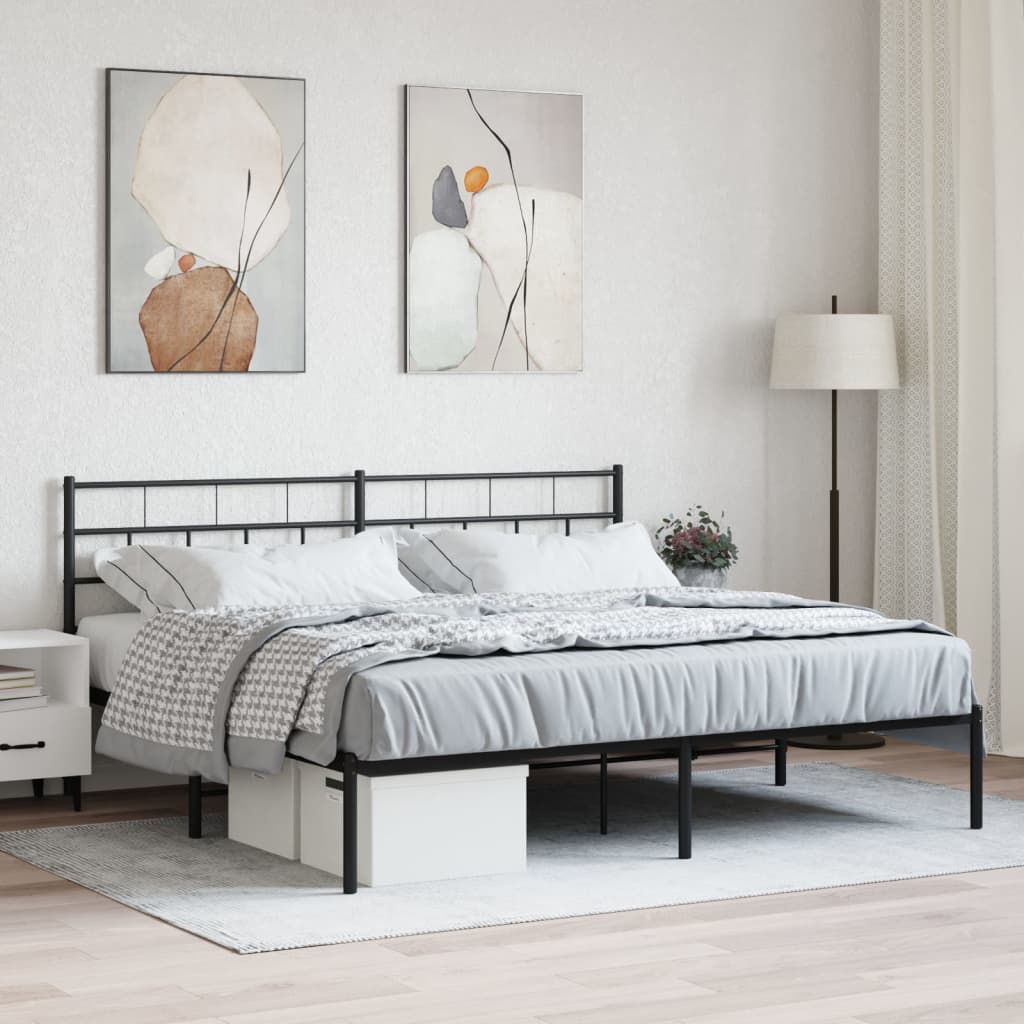 Bedframe met hoofdbord metaal zwart 180x200 cm is nu te koop bij PeponiXL, paradijselijk wonen!