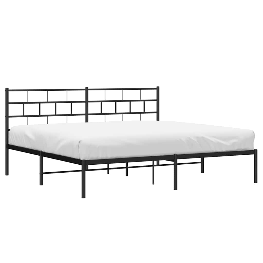 Bedframe met hoofdbord metaal zwart 183x213 cm is nu te koop bij PeponiXL, paradijselijk wonen!