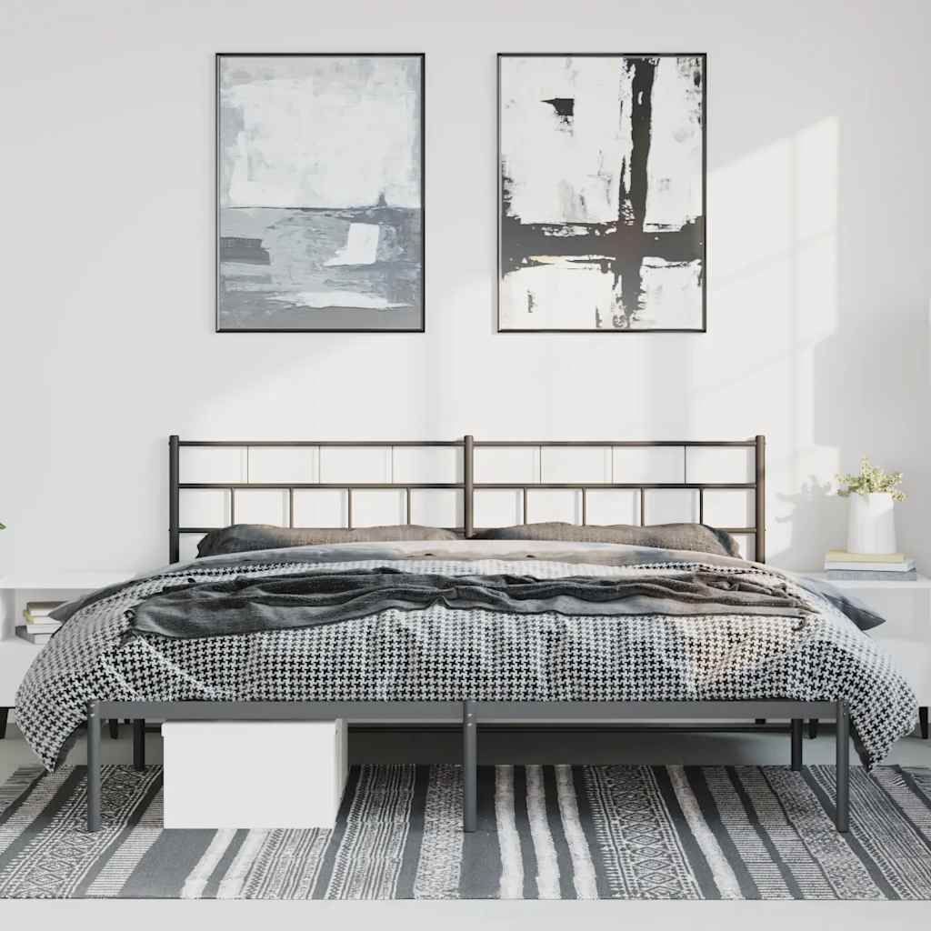 Bedframe met hoofdbord metaal zwart 183x213 cm is nu te koop bij PeponiXL, paradijselijk wonen!