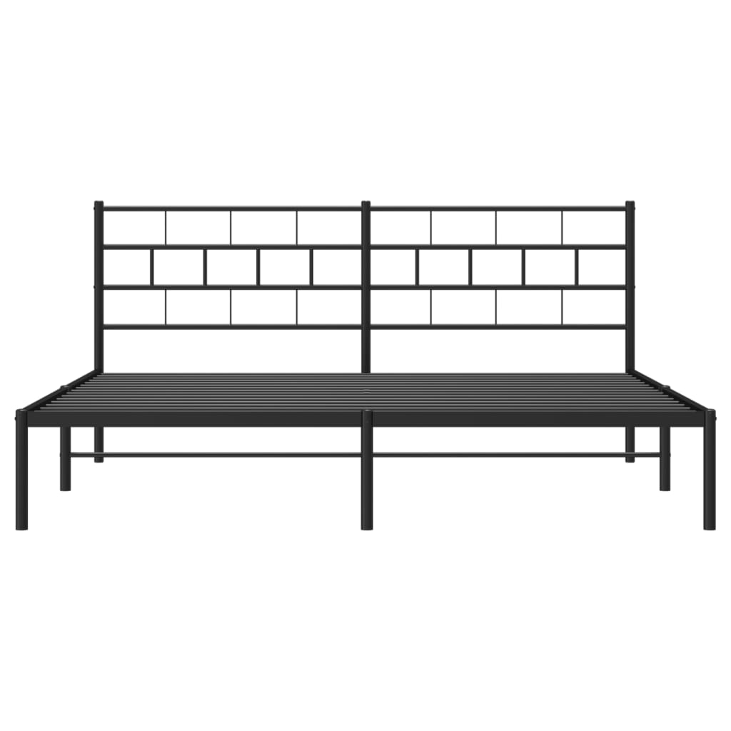 Bedframe met hoofdbord metaal zwart 183x213 cm is nu te koop bij PeponiXL, paradijselijk wonen!