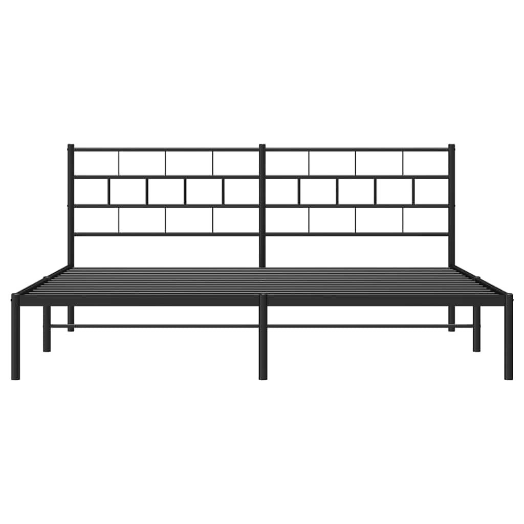 Bedframe met hoofdbord metaal zwart 183x213 cm is nu te koop bij PeponiXL, paradijselijk wonen!