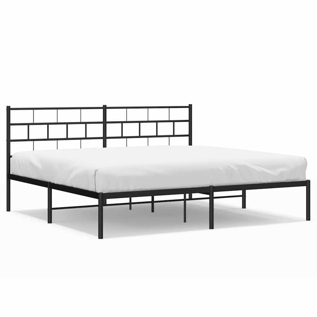 Bedframe met hoofdbord metaal zwart 193x203 cm is nu te koop bij PeponiXL, paradijselijk wonen!