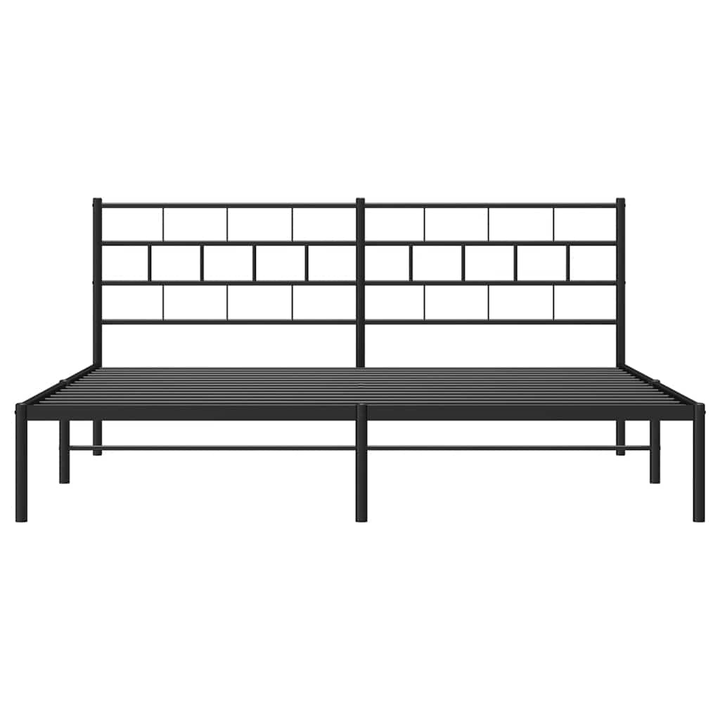 Bedframe met hoofdbord metaal zwart 193x203 cm is nu te koop bij PeponiXL, paradijselijk wonen!