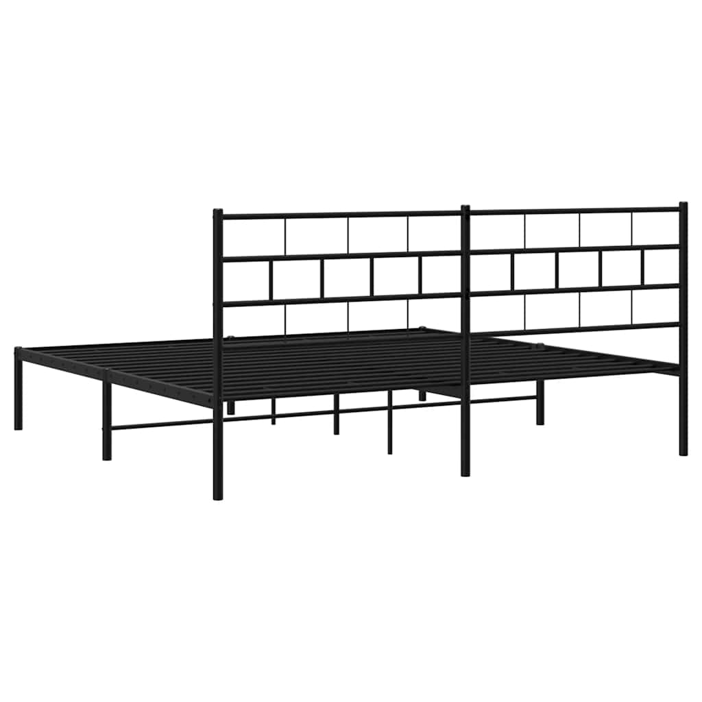Bedframe met hoofdbord metaal zwart 193x203 cm is nu te koop bij PeponiXL, paradijselijk wonen!