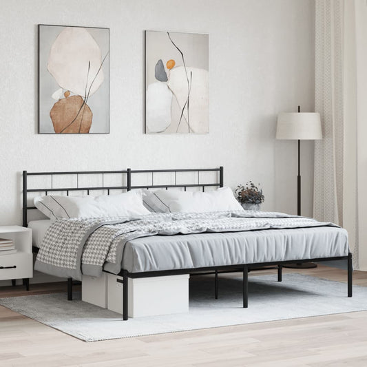 Bedframe met hoofdbord metaal zwart 193x203 cm is nu te koop bij PeponiXL, paradijselijk wonen!