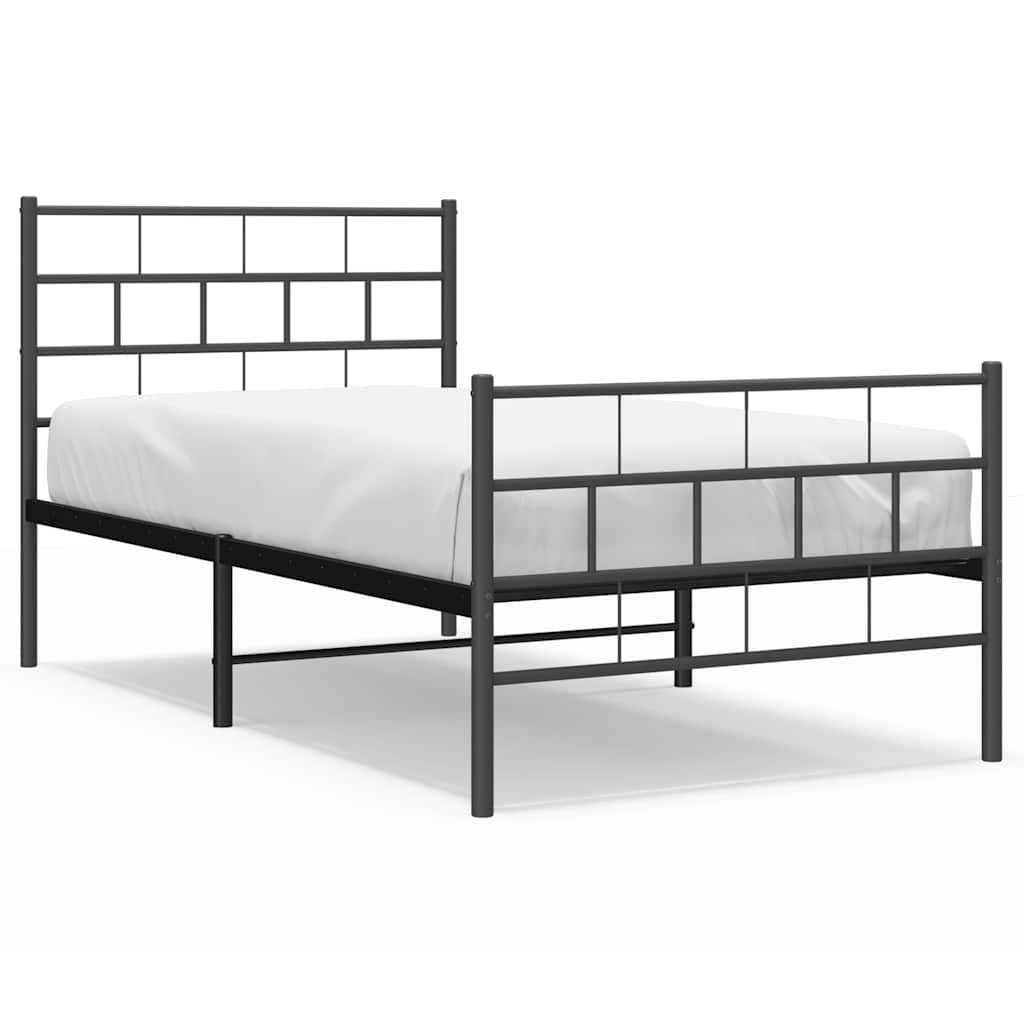 Bedframe met hoofd- en voeteneinde metaal zwart 100x190 cm is nu te koop bij PeponiXL, paradijselijk wonen!