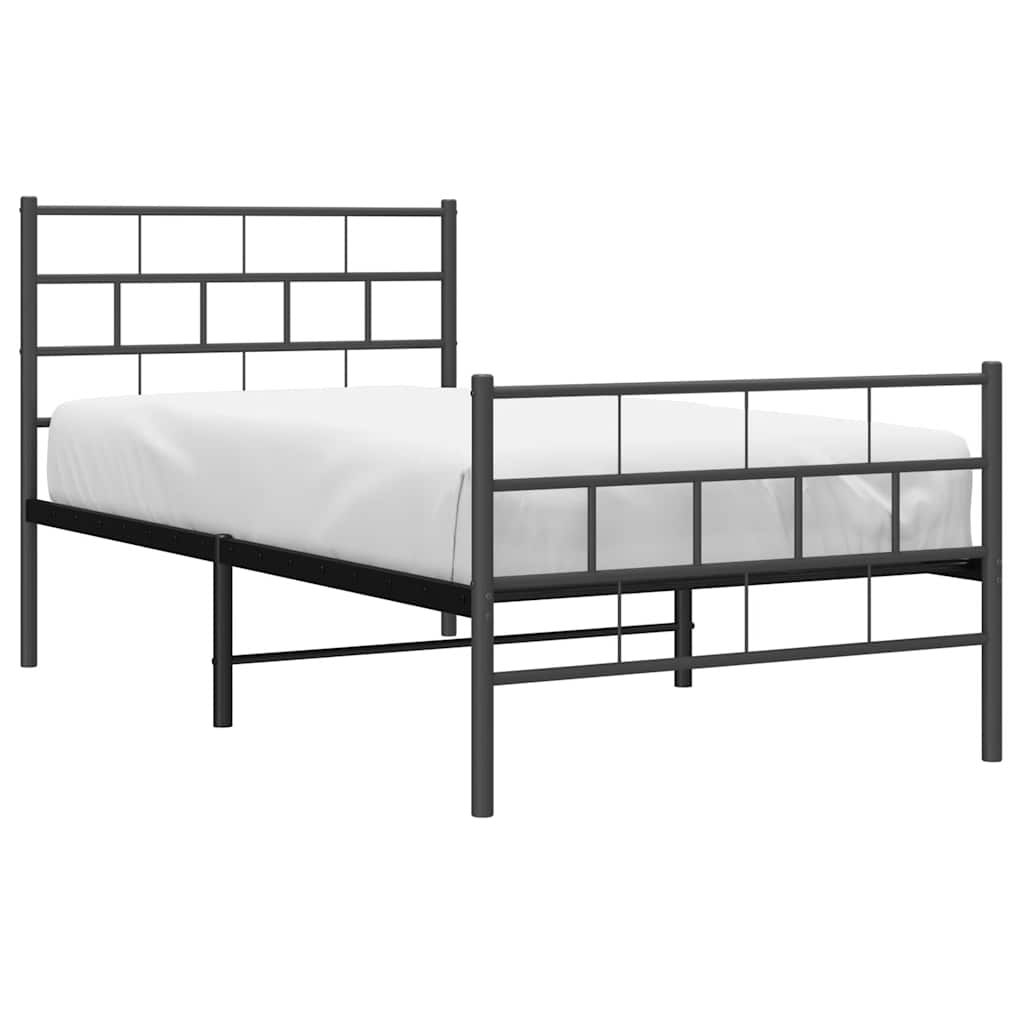 Bedframe met hoofd- en voeteneinde metaal zwart 100x190 cm is nu te koop bij PeponiXL, paradijselijk wonen!