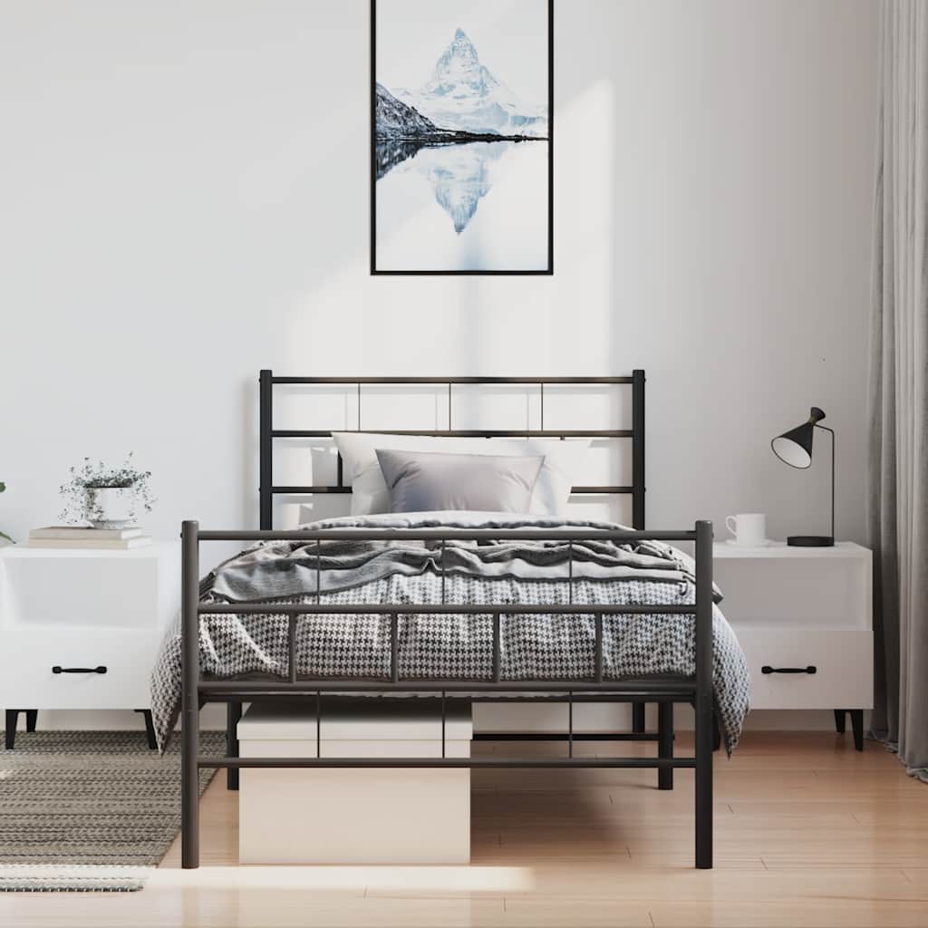 Bedframe met hoofd- en voeteneinde metaal zwart 100x190 cm is nu te koop bij PeponiXL, paradijselijk wonen!