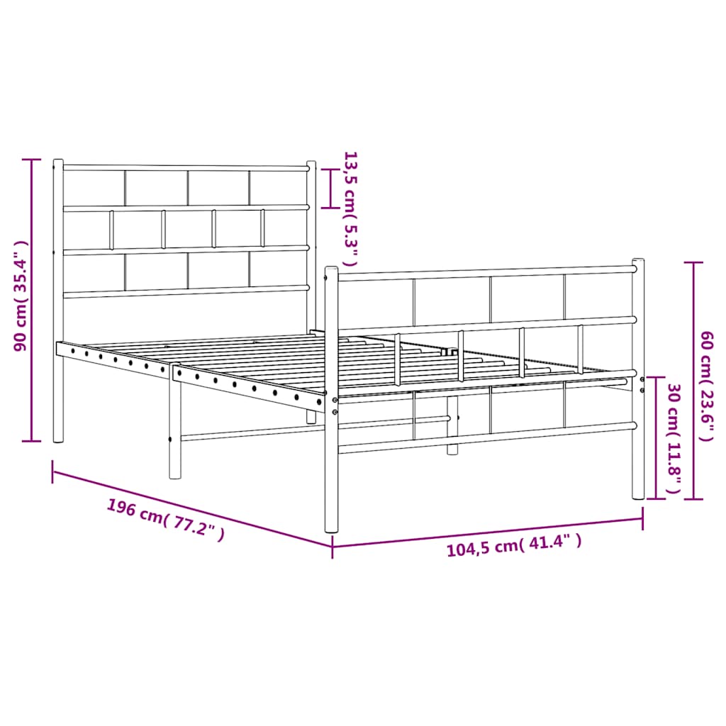 Bedframe met hoofd- en voeteneinde metaal zwart 100x190 cm is nu te koop bij PeponiXL, paradijselijk wonen!