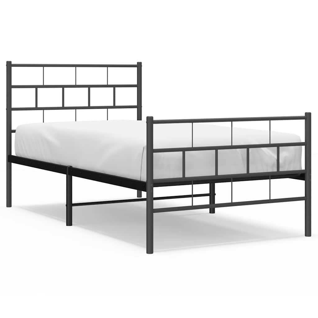 Bedframe met hoofd- en voeteneinde metaal zwart 100x200 cm is nu te koop bij PeponiXL, paradijselijk wonen!