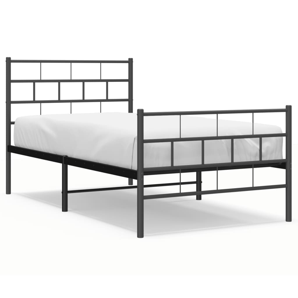 Bedframe met hoofd- en voeteneinde metaal zwart 107x203 cm is nu te koop bij PeponiXL, paradijselijk wonen!