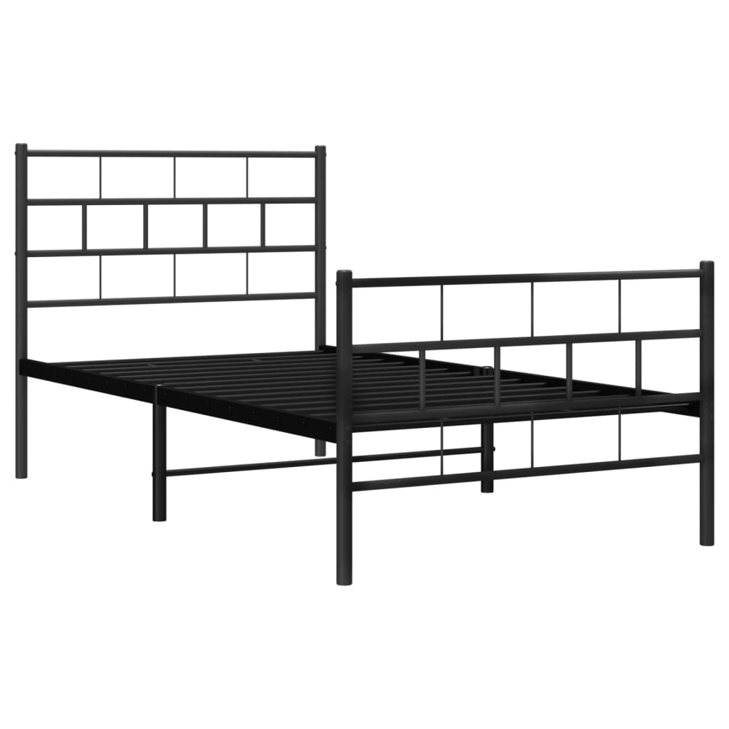 Bedframe met hoofd- en voeteneinde metaal zwart 107x203 cm is nu te koop bij PeponiXL, paradijselijk wonen!