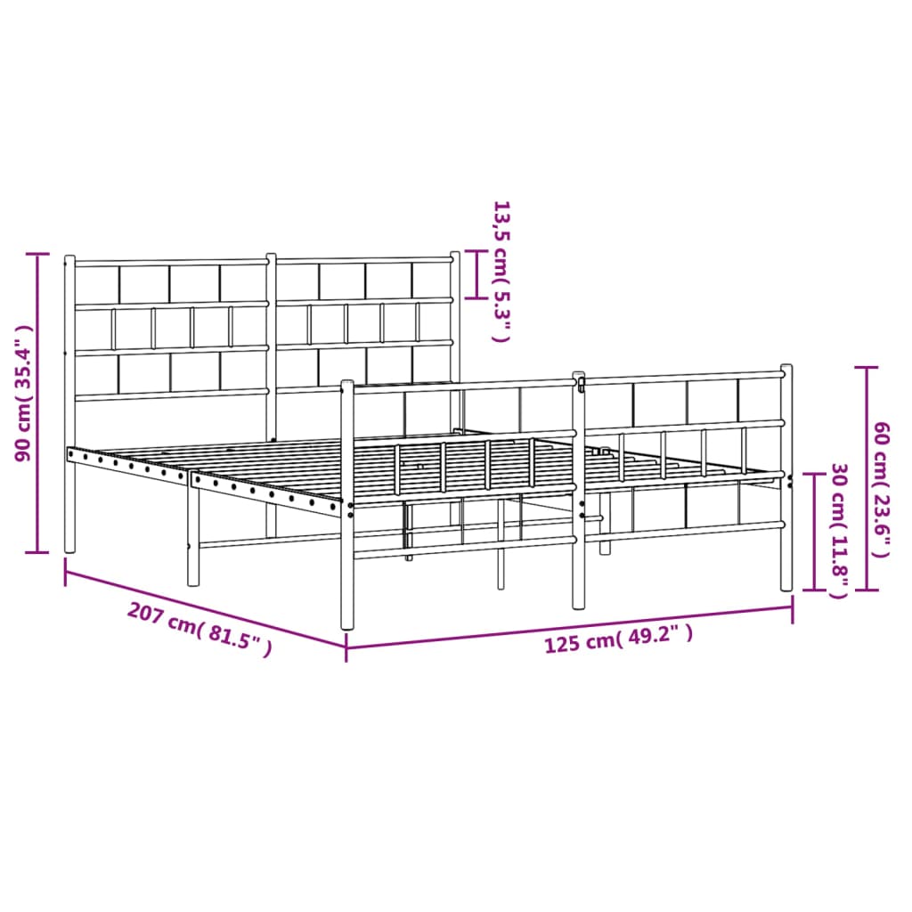 Bedframe met hoofd- en voeteneinde metaal zwart 120x200 cm is nu te koop bij PeponiXL, paradijselijk wonen!