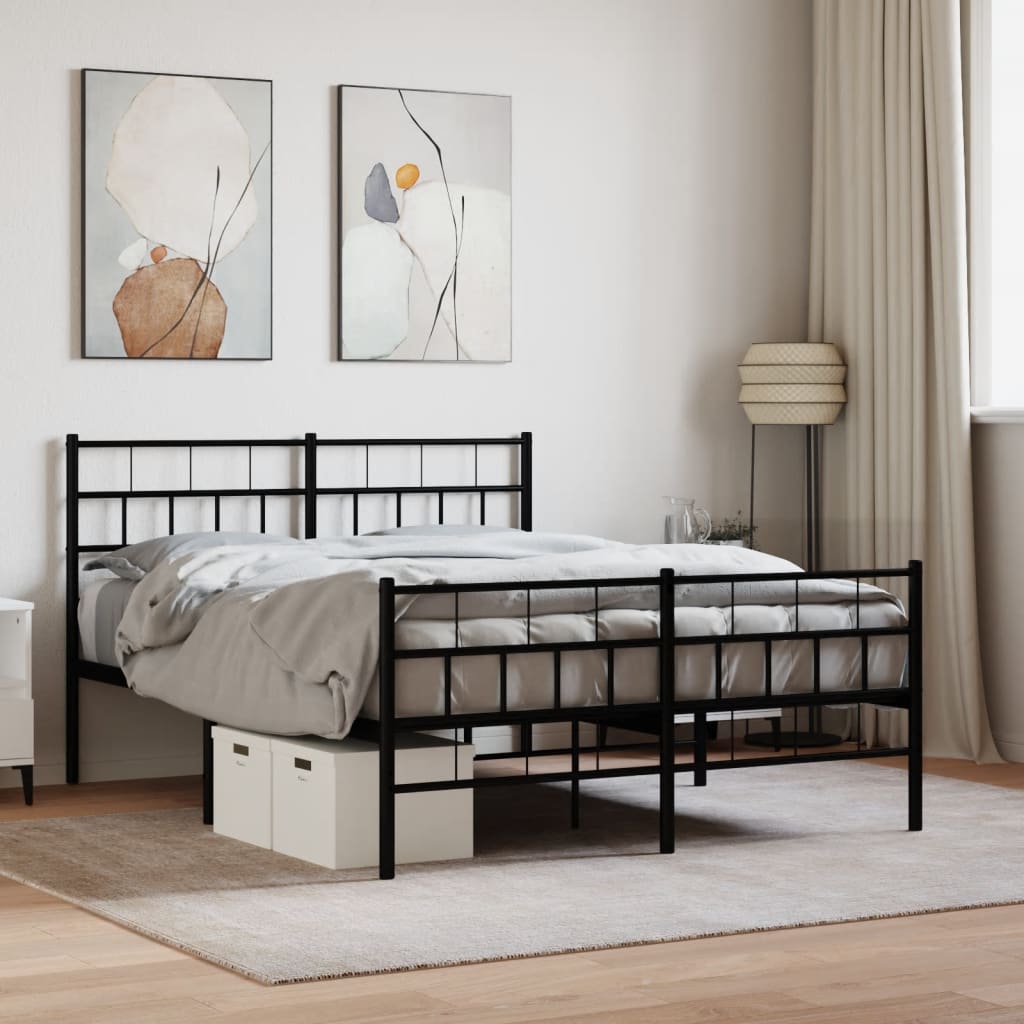 Bedframe met hoofd- en voeteneinde metaal zwart 120x200 cm is nu te koop bij PeponiXL, paradijselijk wonen!