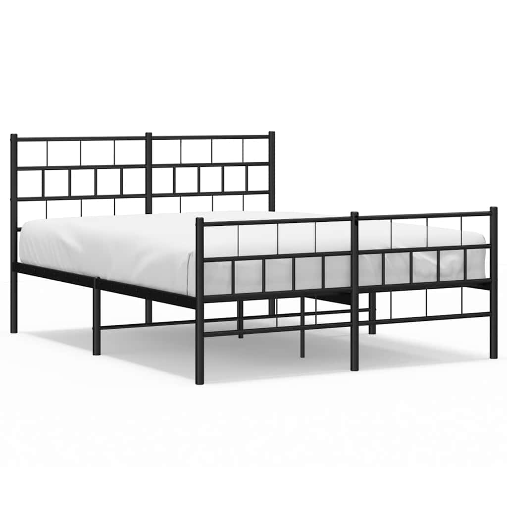 Bedframe met hoofd- en voeteneinde metaal zwart 150x200 cm is nu te koop bij PeponiXL, paradijselijk wonen!