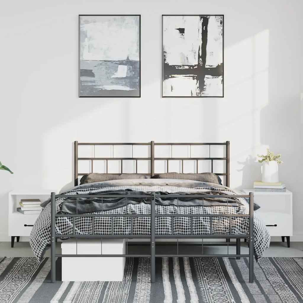 Bedframe met hoofd- en voeteneinde metaal zwart 150x200 cm is nu te koop bij PeponiXL, paradijselijk wonen!