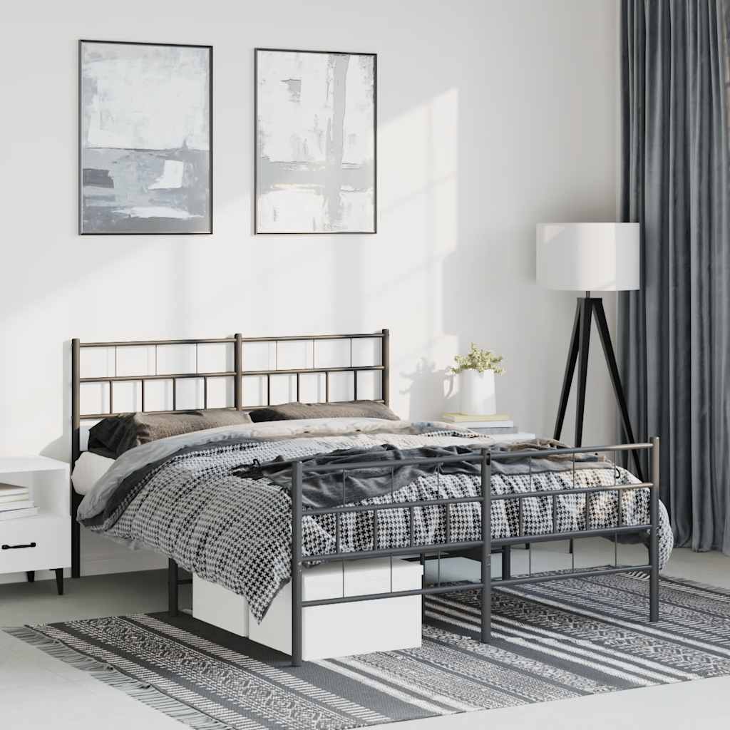 Bedframe met hoofd- en voeteneinde metaal zwart 150x200 cm is nu te koop bij PeponiXL, paradijselijk wonen!