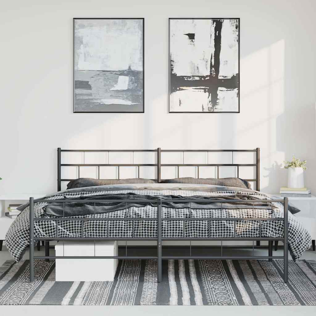 Bedframe met hoofd- en voeteneinde metaal zwart 183x213 cm is nu te koop bij PeponiXL, paradijselijk wonen!