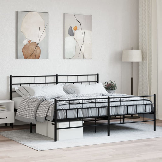 Bedframe met hoofd- en voeteneinde metaal zwart 183x213 cm is nu te koop bij PeponiXL, paradijselijk wonen!