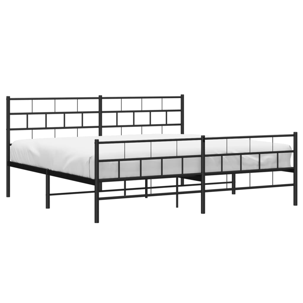 Bedframe met hoofd- en voeteneinde metaal zwart 193x203 cm is nu te koop bij PeponiXL, paradijselijk wonen!