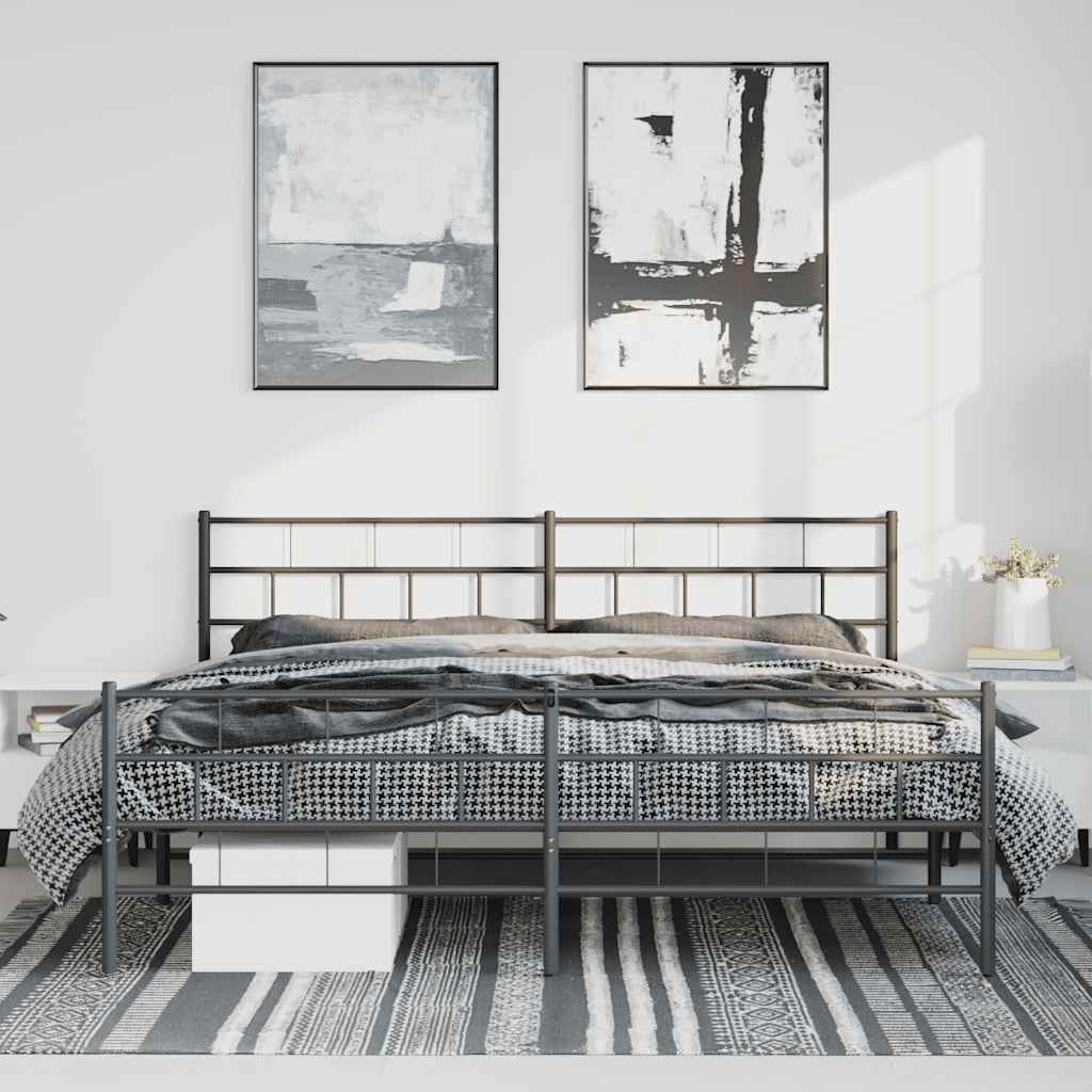 Bedframe met hoofd- en voeteneinde metaal zwart 193x203 cm is nu te koop bij PeponiXL, paradijselijk wonen!